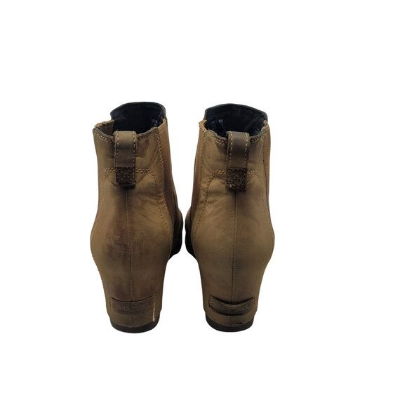 Sorel Womens Leather Lea Wedge Booties Elk Curry Sz 9.5 Mad Max Apocalyptic Tan - Picture 10 of 14